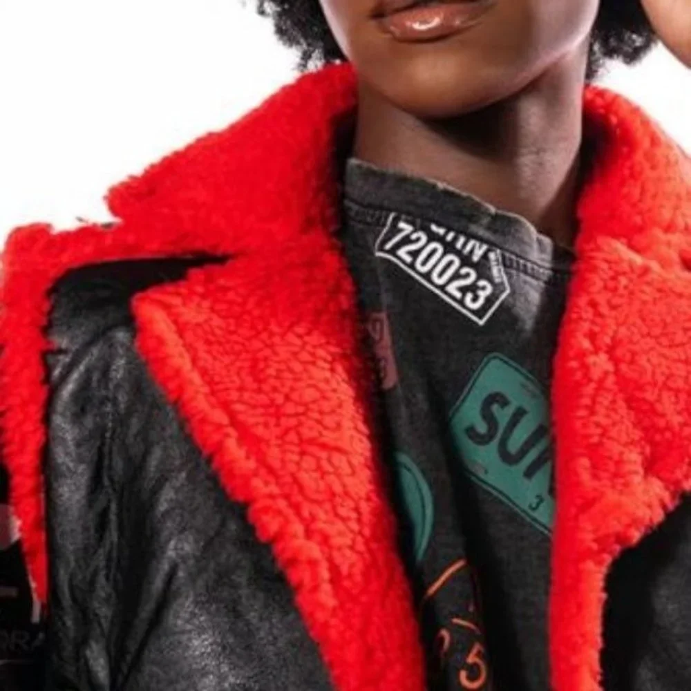 Miz Red Teddy: Soft Faux Fur Sherpa Lined Vegan Leather Vest LARGE - Picture 9 of 14